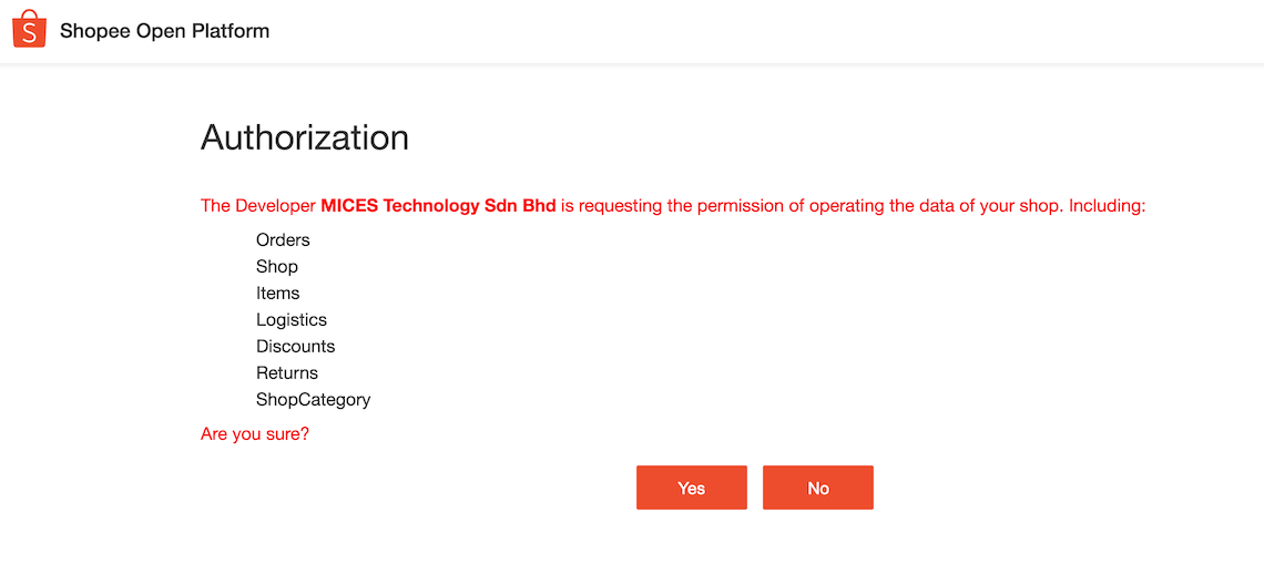 Shopee Open Platform SyncGo Authorization